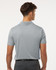 A men's short-sleeve polo in heather grey, featuring a classic collar and a logo on the back.