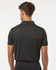 A men's polo shirt in polyester heather melange, featuring a dark grey colour and a logo on the back.