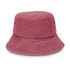 A maroon bucket hat with a wide brim and a textured finish, featuring ventilation holes and a branded logo.