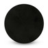 A black circular badge with a smooth surface and a magnetic backing. It features a logo on one side.