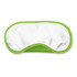 A full-color eye mask featuring a bright green border and a white center.