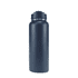 A drink bottle in navy blue with a black lid, featuring a simple design and a logo.