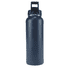 A drink bottle in navy blue with a wide mouth and a sturdy handle, featuring a logo on the front.