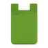 A green silicone phone wallet with a wave design and a slot for cards, featuring a logo.