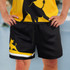 Black sports shorts featuring a yellow design and logo on the side, suitable for men's AFL.
