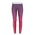 Custom women's leggings featuring an ombre design in shades of purple and pink, with a white waistband and side stripes.