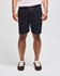 Cotton gym shorts in dark grey, featuring an elastic waistband and a logo on the side. Suitable for sports activities.