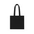 A black organic cotton tote bag featuring two handles and an inner zipper pocket. The bag has a simple design.