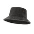 A black 280gsm 100% cotton drill washed bucket hat with contrasting texture and metal eyelets.
