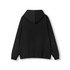 A black men's hoodie featuring a kangaroo pocket and a hood. The back view showcases a relaxed fit.