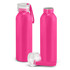 A drink bottle in vibrant pink, featuring a clear lid and a matching looped handle. Two bottles are displayed.