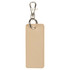 A rectangular keychain in a light beige colour with metal clip and keyring, featuring a simple, sleek design.