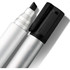 A whiteboard marker with a chisel tip, featuring a black cap and a silver barrel. It includes a logo.