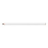 A carpenter's pencil in white with a sharpened graphite tip, featuring a simple design and a branding logo.