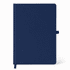 A navy A5 smart notebook featuring a smooth cover and a secure closure. It includes a logo on the front.