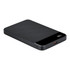 A black wireless power bank with a sleek design, featuring a logo and a USB-C port.