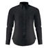A black women's Acton shirt with long sleeves and a collared neckline, featuring a button-up front and a tailored fit.