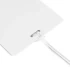 A large white luggage tag with a clear attachment loop, designed for easy identification.