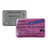 A rectangular button badge in pink with a pin backing, featuring a logo and promotional text related to plumbing services.