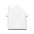 A white house-shaped object with a smooth finish, featuring a subtle logo.