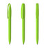 Three vibrant green plastic pens with a sleek design and a clip at the top. Each pen features a smooth finish.