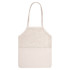 A cream-coloured tote bag with a mesh upper section and solid lower section. It features shoulder straps and a logo.