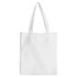 A white tote bag with two shoulder straps and a logo. The bag features a simple, plain design.