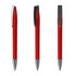 A red metal pen with a glossy finish and silver accents, featuring a clip and twist mechanism.
