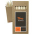 A pack of coloured pencils in a cardboard sleeve, featuring a logo and various coloured pencil tips visible.