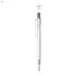 A clear plastic pen with a chrome clip and tip, featuring a promotional logo on the barrel.
