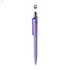 A purple plastic pen, featuring a translucent purple clip and silver accents, with the clip detached.