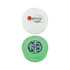 Two pill boxes, one white with a logo and one green featuring a different logo, both designed for personal use.