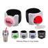 A drink bottle with coloured silicone straws in a cup holder, featuring a logo and various colour options.