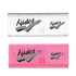 A pink and a transparent ruler featuring a logo, with measurement markings along the edges.
