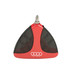 A red tool set with grey accents featuring various screwdriver bits, neatly housed in a triangular holder.