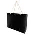 A black felt tote bag with rope handles, featuring a simple design and a logo.