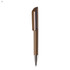 A plastic pen in a rich brown colour with a sleek design and a chrome clip at the top. Features a logo.