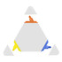 A triangular highlighter set featuring orange, blue, yellow, and white colours, with removable ends.