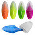 A set of mini highlighters in orange, green, pink, and blue, with a transparent cap and a logo on each.