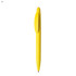 A plastic pen in vibrant yellow, featuring a click mechanism and logo on the side.