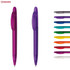 Two plastic pens in purple and magenta alongside a variety of other colourful pens. Each pen features a clip.