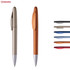 Two plastic pens in grey and orange, alongside a selection of additional pens in various colours. The image includes a logo.