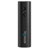 A drink bottle opener in sleek black with a streamlined design and a logo on the surface.