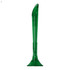 A green plastic pen with a tapered top and wide base, featuring a logo.