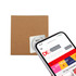 A sticky note pad in a brown kraft envelope with a smartphone displaying a webpage. The envelope features a logo.