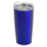 A travel mug in a glossy royal blue finish, featuring a clear lid and a sleek cylindrical design.