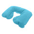 A blue travel neck pillow with a U-shape design, featuring a soft, plush texture. It has a logo on the side.