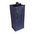 A drink bottle in a navy non-woven single bottle bag with a drawstring closure and an internal logo.