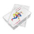 A set of playing cards featuring a jester design, contained in a clear plastic box.