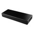 A sleek, black pen packaging box with a textured, quilted design and a logo.